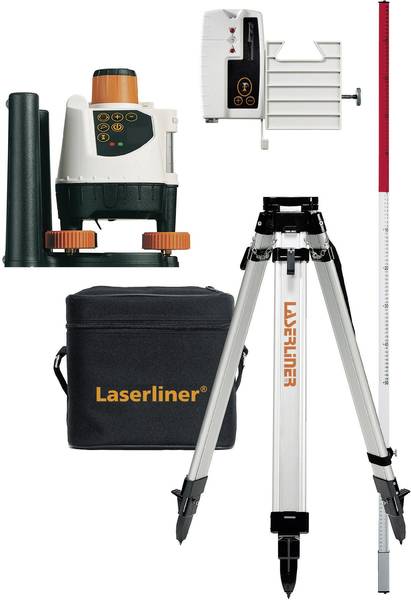 Laserliner 026.04.00A BeamControl-Master 120 Set Rotation Laser Red avec récepteur, trépied et ruban à mesurer