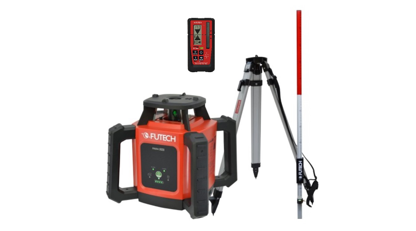 Futech 052.01R.4M-P Para ONE Laser rouge rotatif + Récepteur Quatro MM + Trépied 165 cm + Bâton de mesure 240 cm