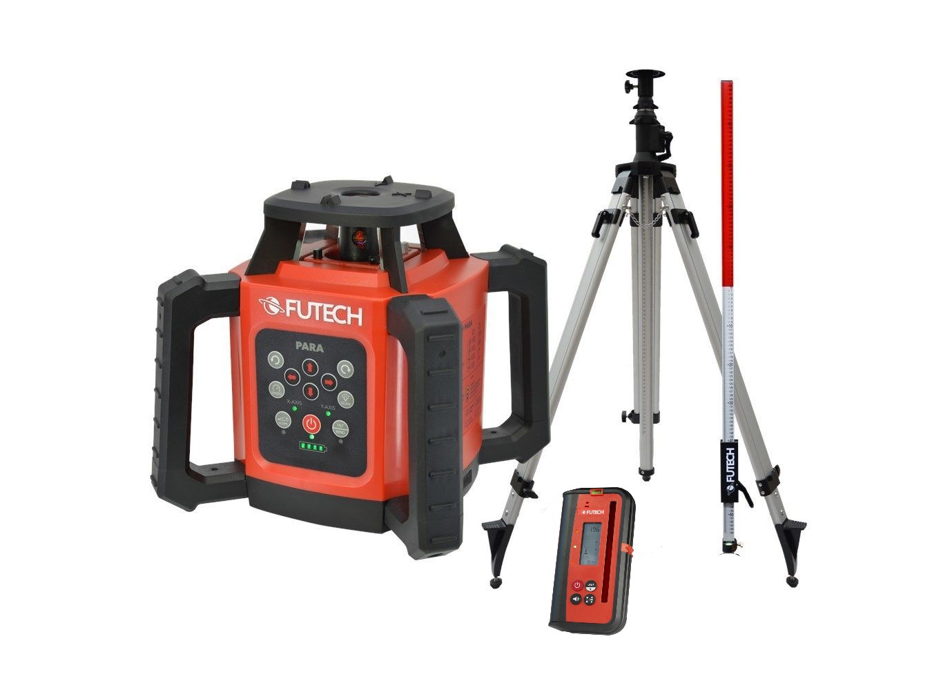 Futech 052.02R.50-P Para Red Rotation Laser + Para Receiver MM + Tripod 330cm + Measuring stick 240cm