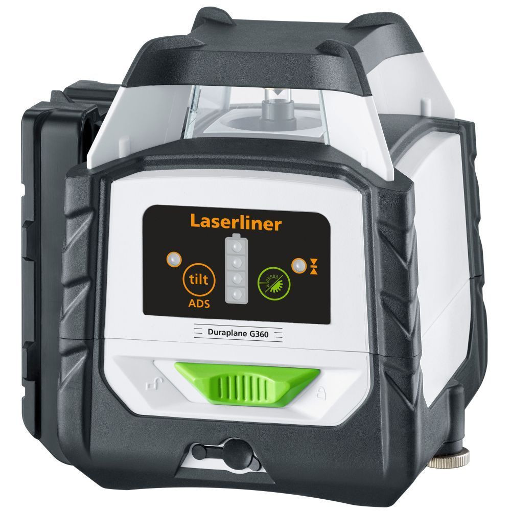 Laserliner 052.551A DuraPlane G360 RX Laser horizontal à ligne verte à 360 degrés avec pince croisée + récepteur RangeXtender G60