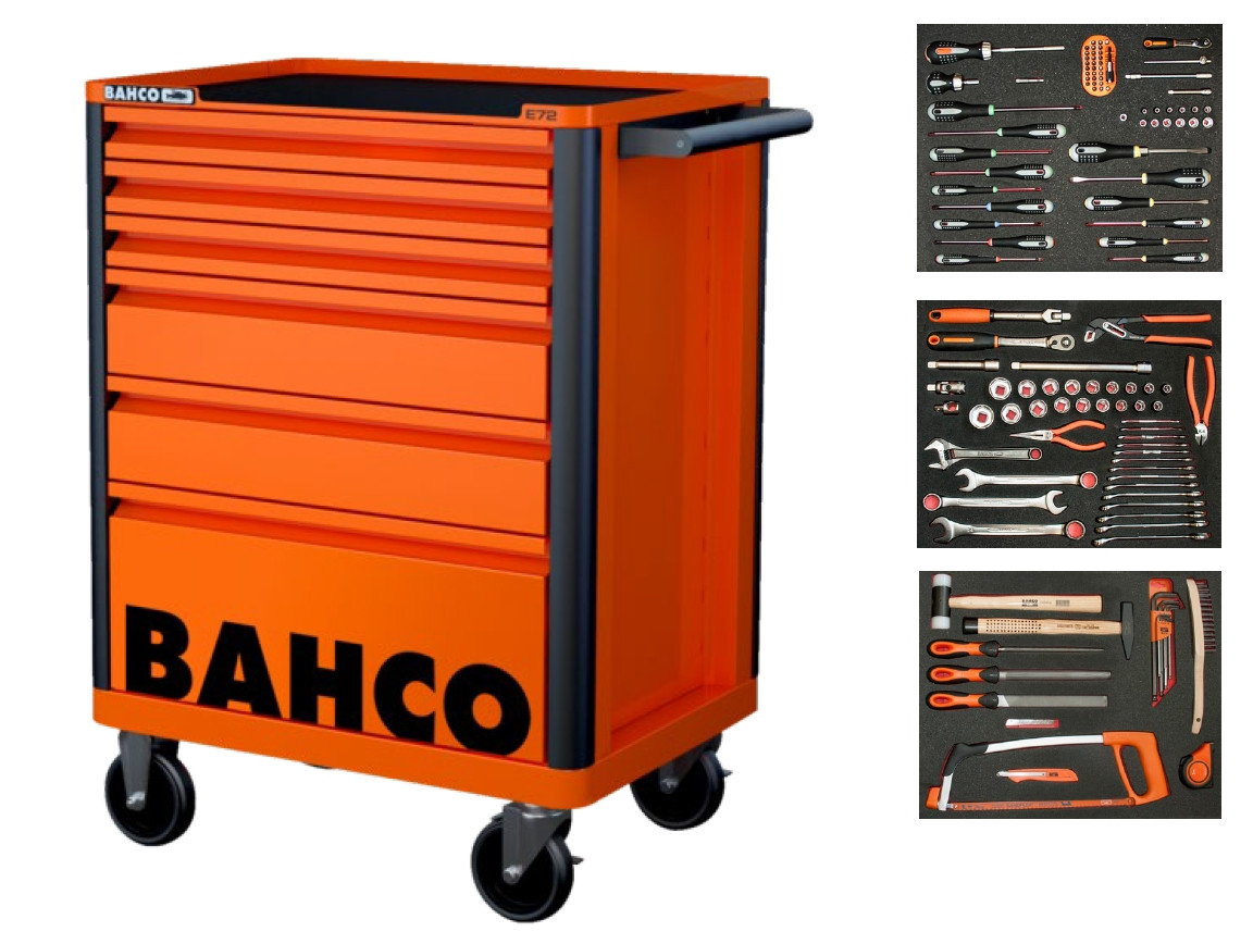 Bahco 1472K6-FULL3 Chariot à outils orange 130 pièces