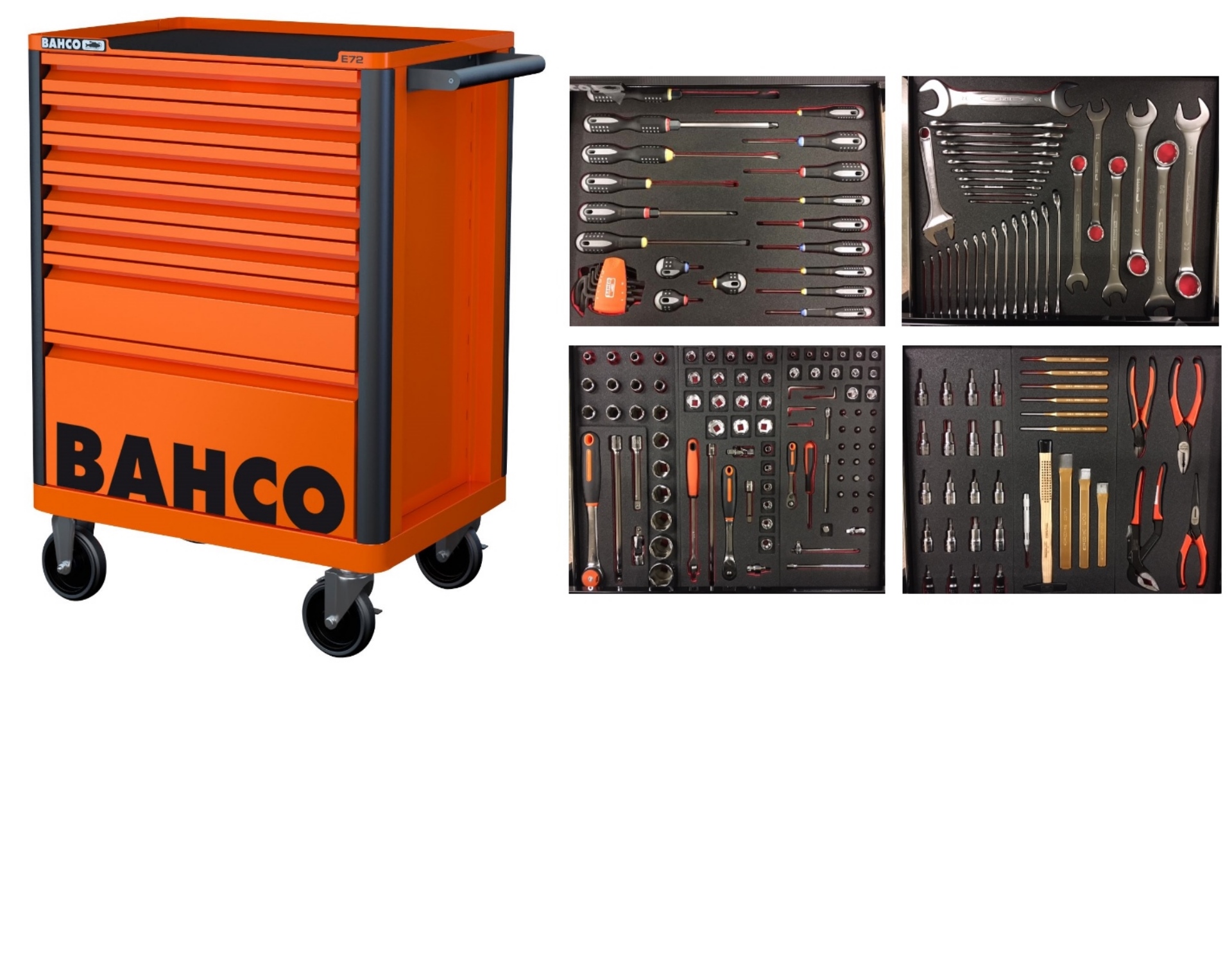Bahco 1472K7-FULL4 Chariot à outils orange 190 pièces