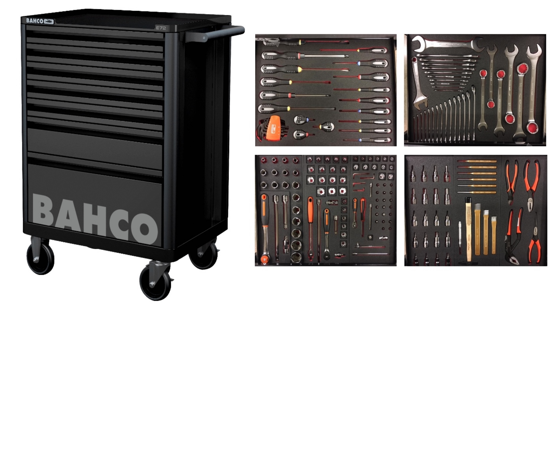 Bahco 1472K7BLACK-FULL4 Chariot à outils noir 190 pièces