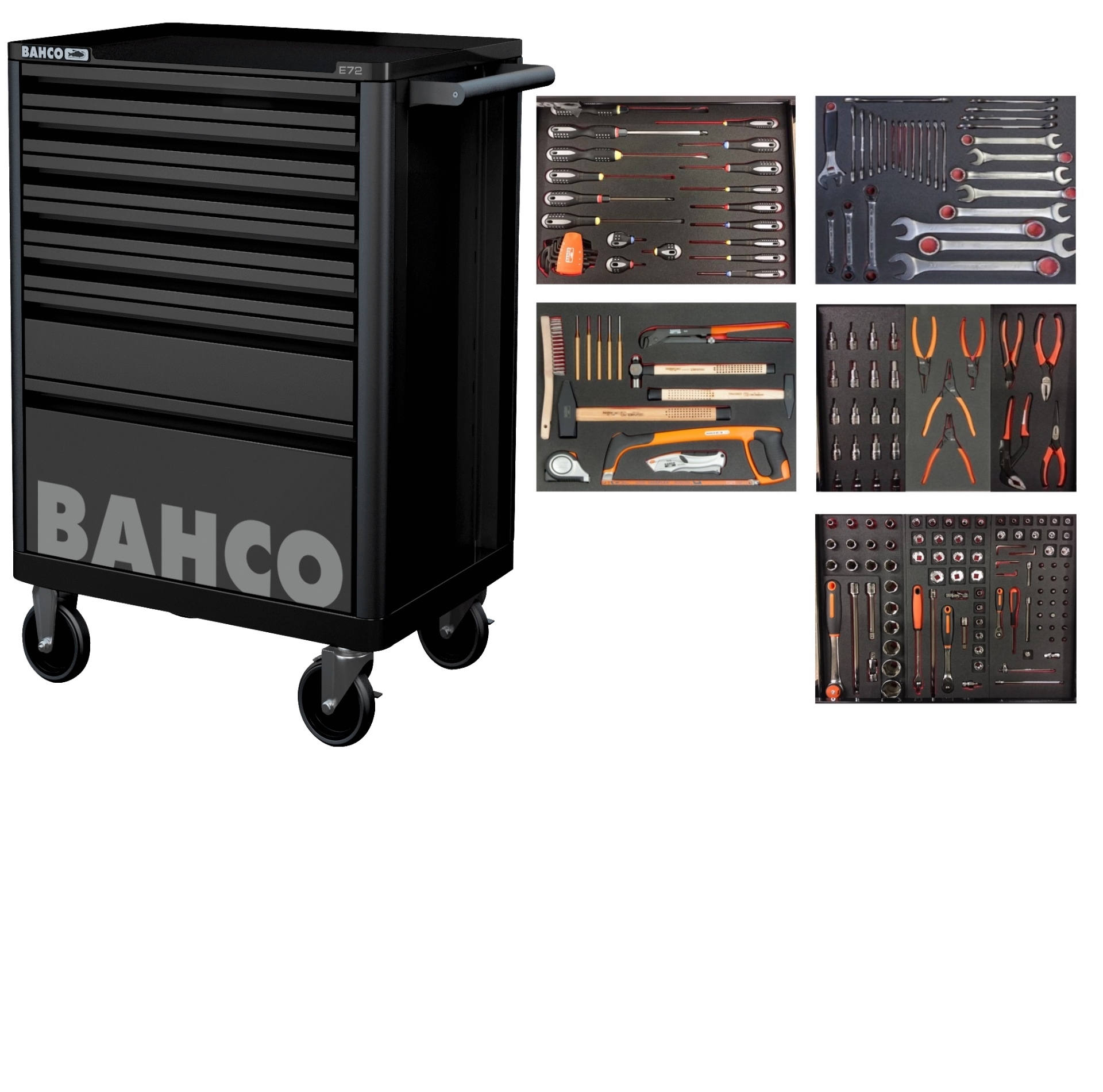 Bahco 1472K7BLACK-FULL5 Chariot à outils noir 193 pièces