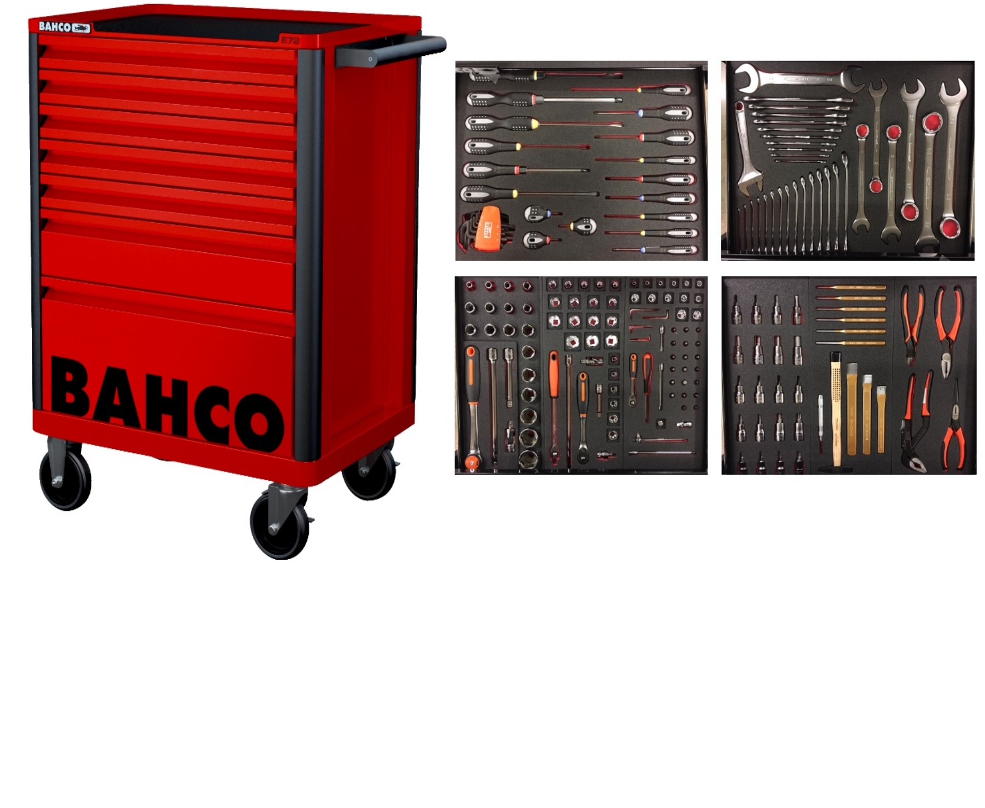 Bahco 1472K7RED-FULL4 Chariot à outils rouge 190 pièces