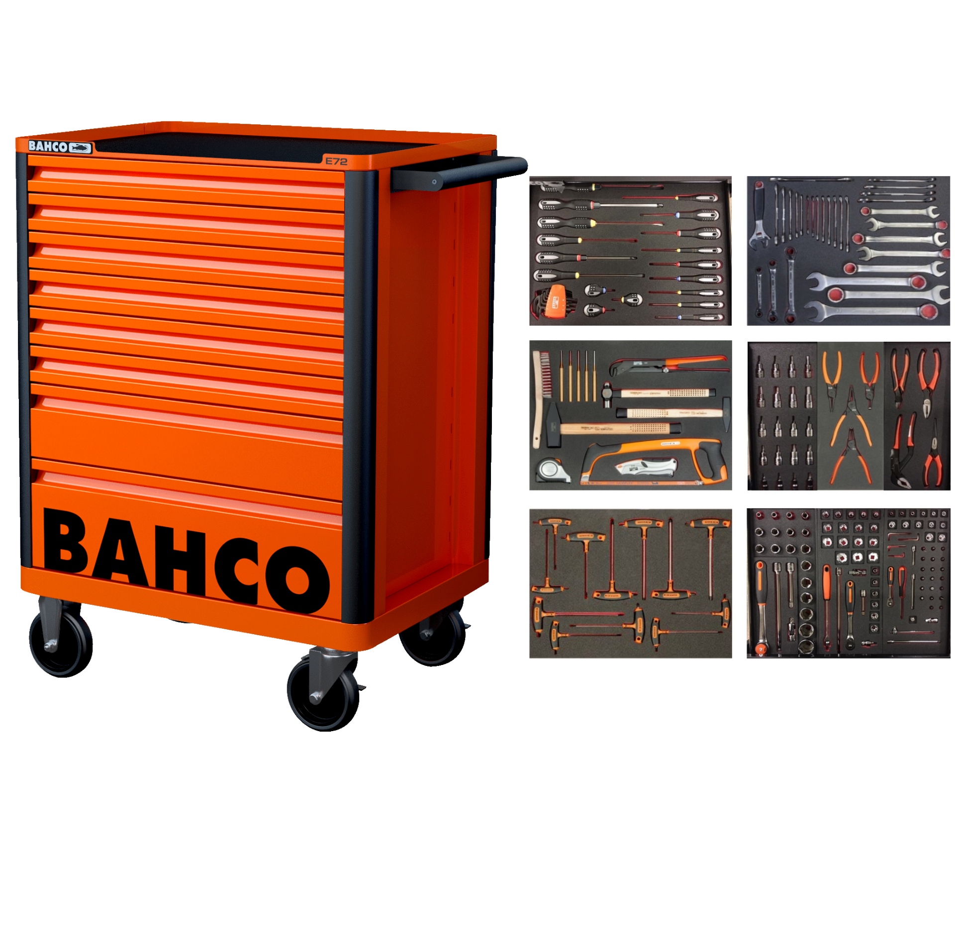 Bahco 1472K8-FULL6 Chariot à outils orange de 205 pièces