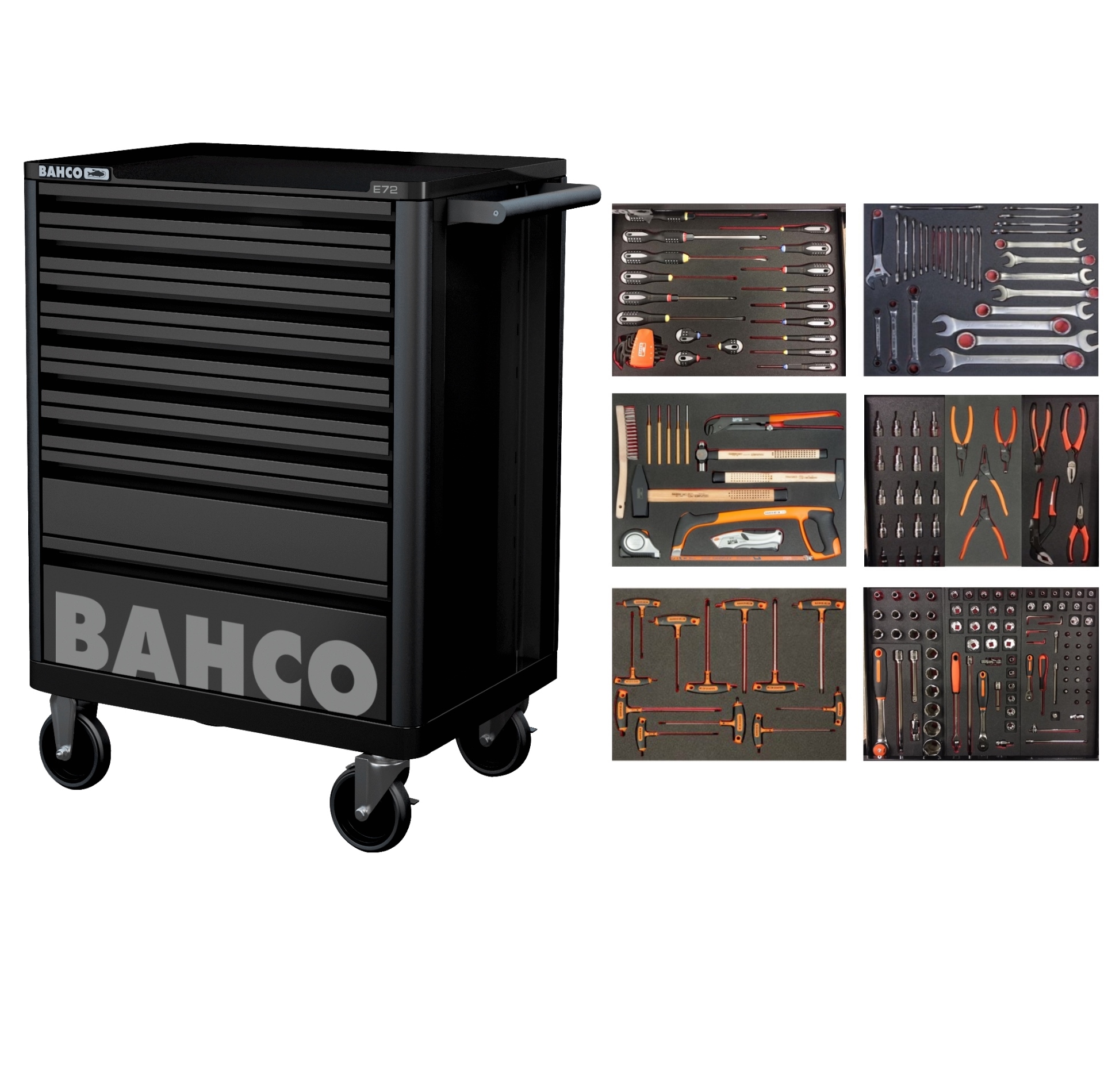 Bahco 1472K8BLACK-FULL6 Chariot à outils noir 205 pièces