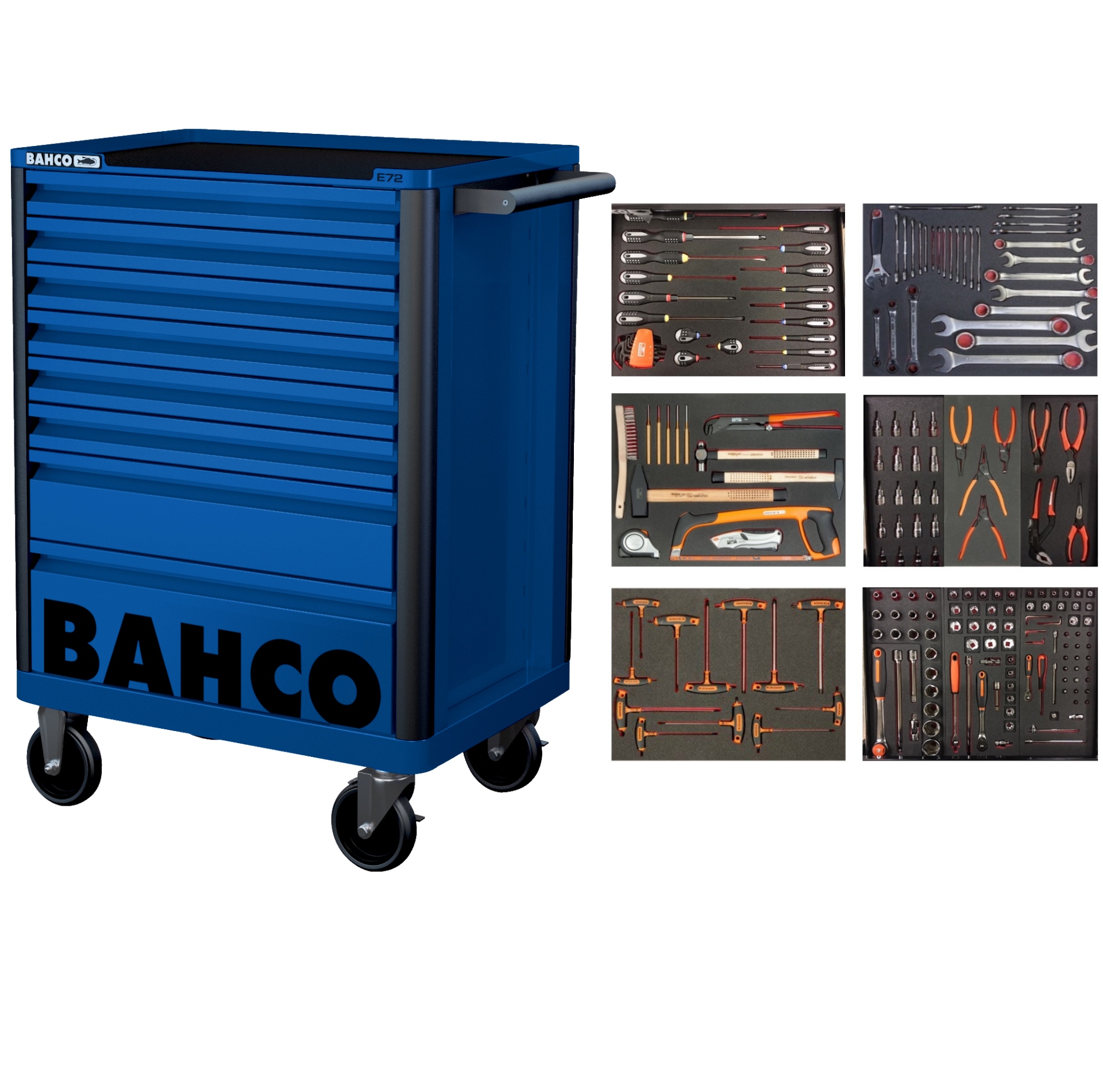 Bahco 1472K8BLUE-FULL6 Chariot à outils bleu 205 pièces