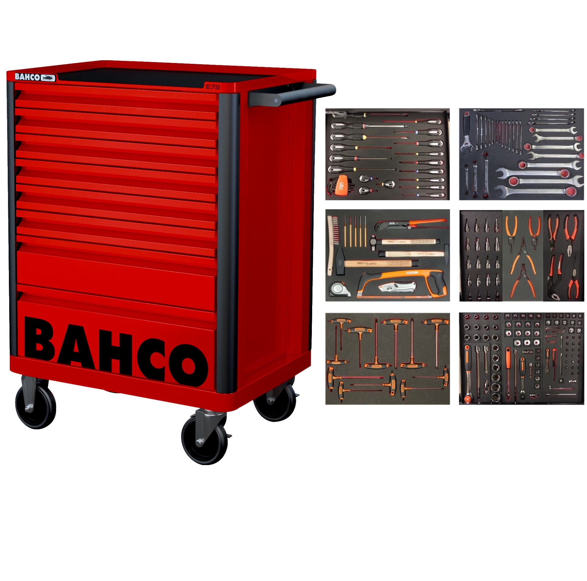 Bahco 1472K8RED-FULL6 Chariot à outils rouge 205 pièces