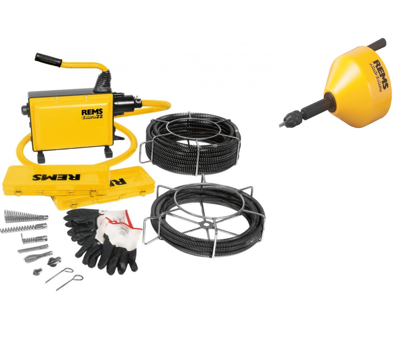Rems 172X01 R220 Cobra 22 Set 16 + 22 Déboucheur électrique de tuyaux + Déboucheur Mini-Cobra de tuyaux