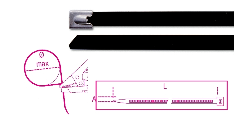 Beta BMSC6845 Attache-câbles autobloquante en acier inoxydable 4,6 A mm
