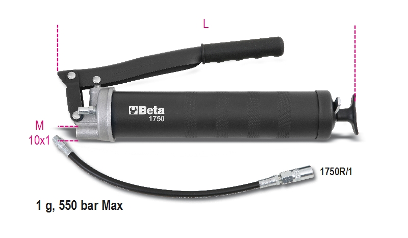 Beta 017500750 1750 750-Pistolet à graisse pour ciseaux 600 1750CG cc