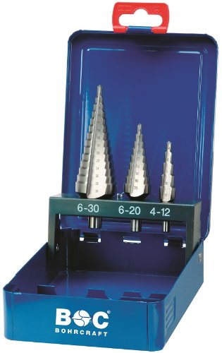 Bohrcraft 17601410003 Jeu de mèches pour escaliers HSS 3 pièces DIN 335 Gr. 1 - 2A - 3A