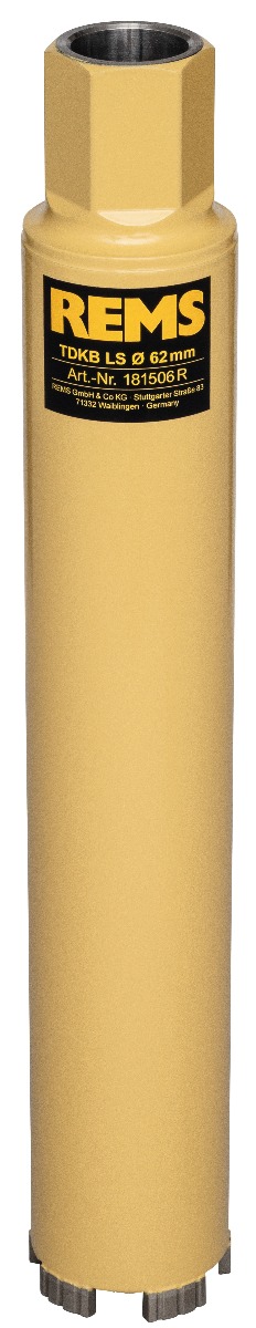 Rems 181508 R TDKB LS 72 × 320 × UNC 1¼ Foret de carottage diamanté Soudure au laser Dry for micro-pulse engineering