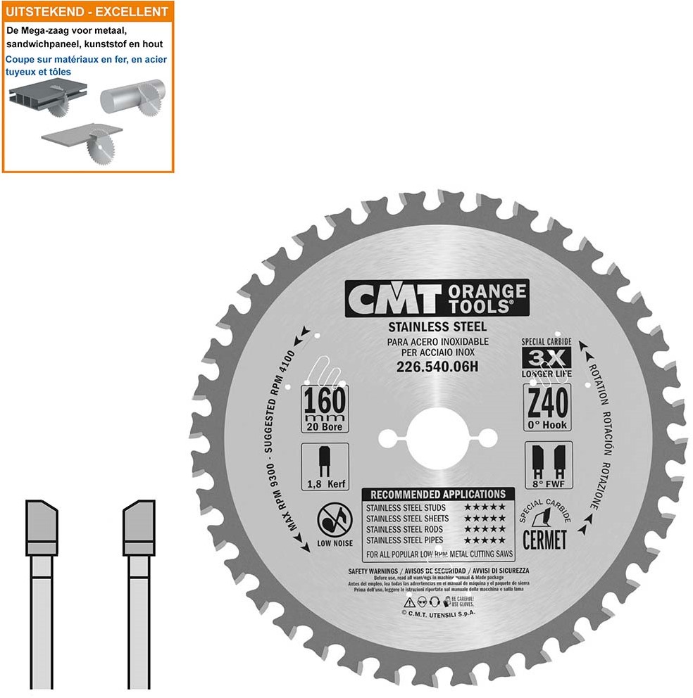 CMT 226.540.06H Scie circulaire pour l'acier inoxydable 160 x 20 x 40D