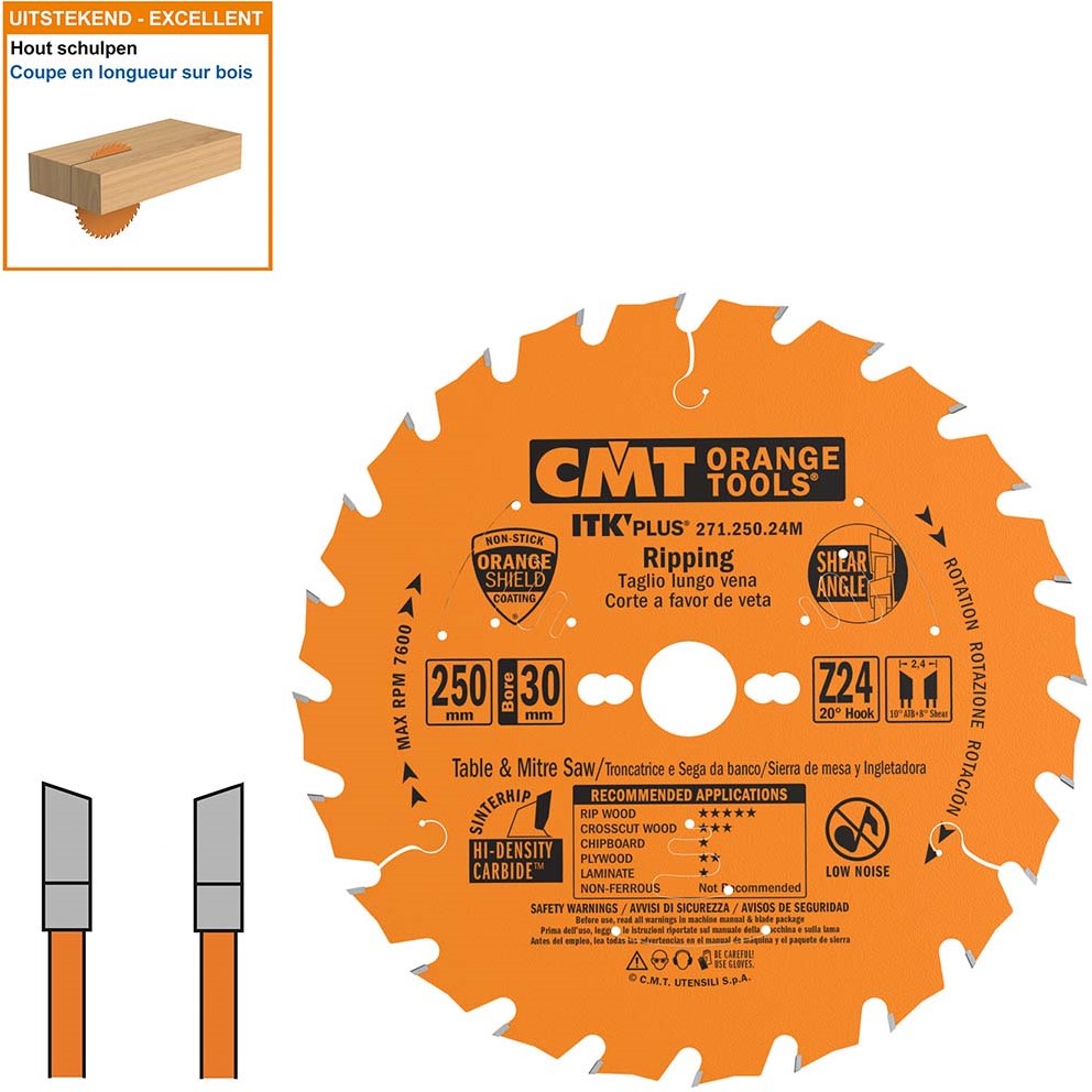 CMT 271.250.24M Lame de scie ultra fine avec limiteur de copeaux 250 x 30 x 24D