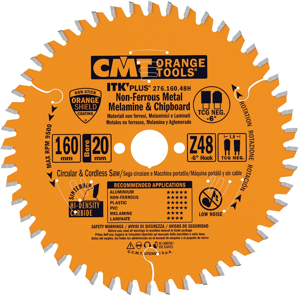 CMT 276.160.48h ITK-Plus Lame de scie circulaire pour les matériaux non-ferreux et composites 160 x 20 x 1,2 x 48D