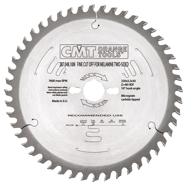CMT 287.043.09M Lame de scie dent creuse et de toit négatif 220 x 30 x 42T