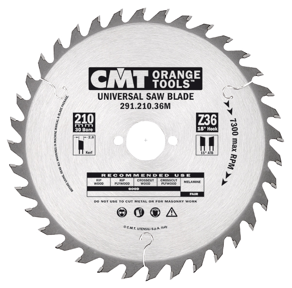 CMT 291.125.20H Lame de scie HM pour coupe en longueur et transversale 125 x 20 x 20D