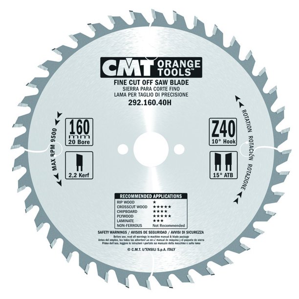 CMT 292.160.40H Lame de scie HM denture fine 160 x 20 x 40D