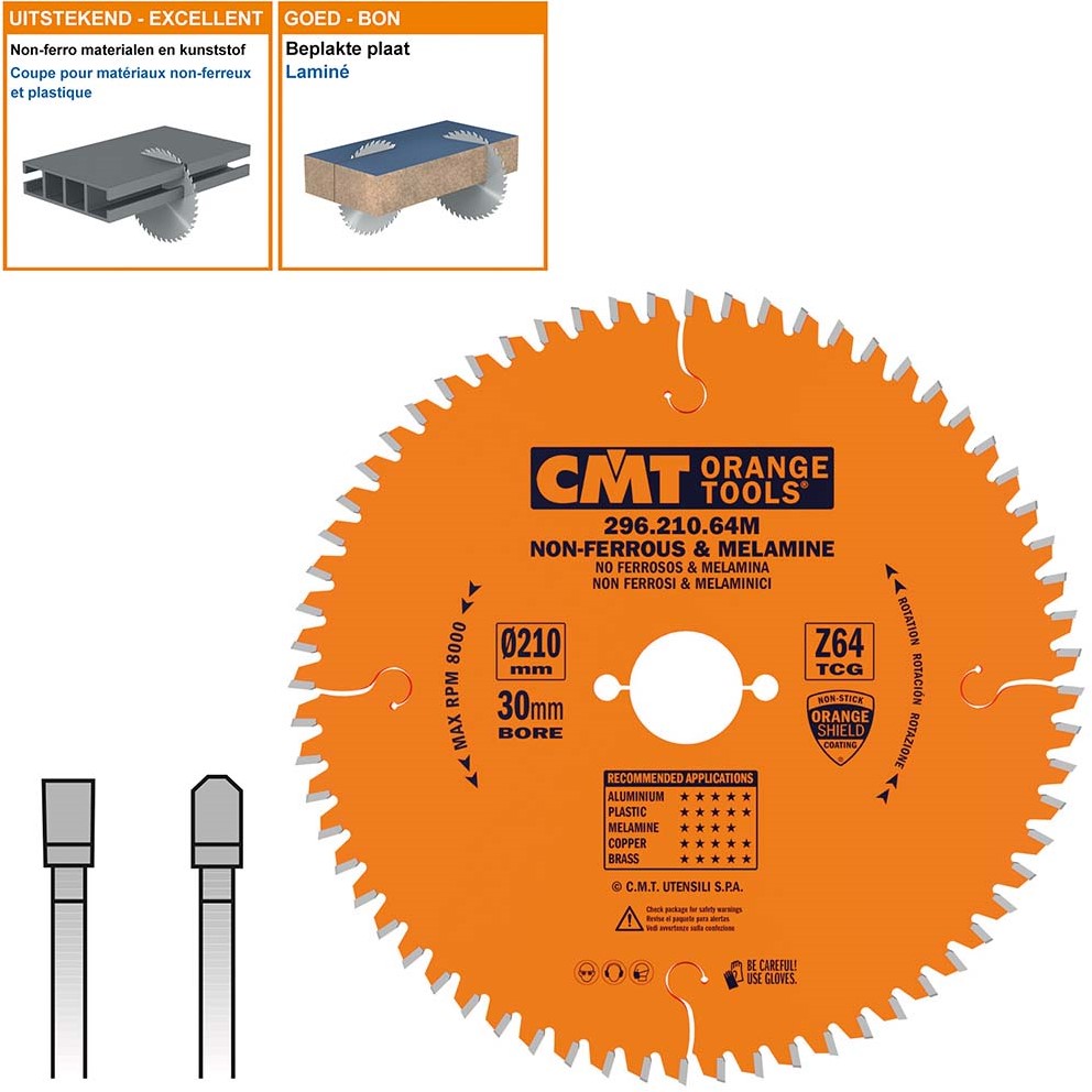 CMT 296.210.64M Scie circulaire pour métaux non ferreux/Trespa/Alu 210 x 30 x 64D
