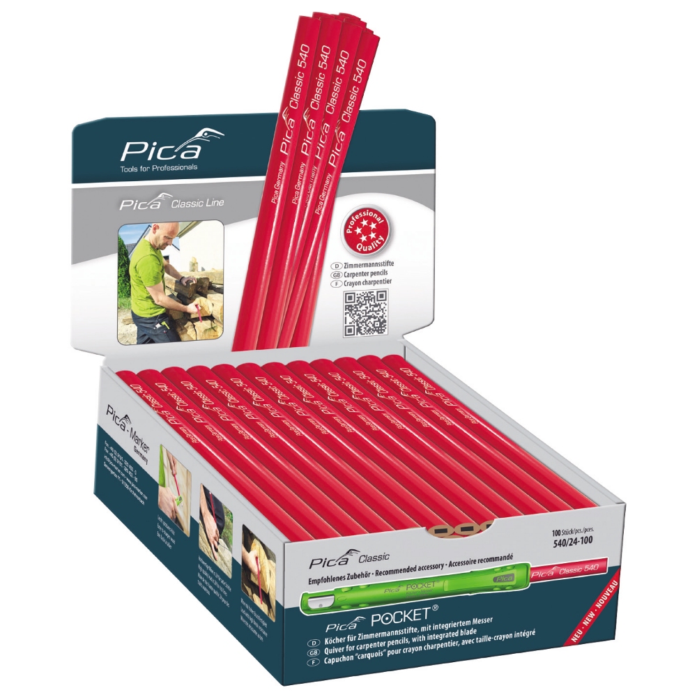 Pica PI54024-100 Crayon de charpentier 540/24 100 pièces