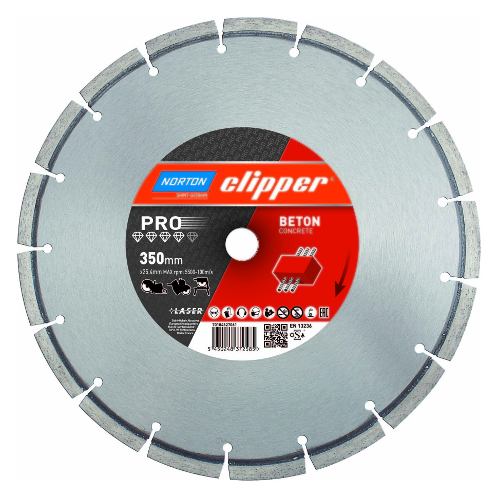 Norton Clipper 70184627062 Pro Concrete Lame de scie diamantée 400 x 25,4 mm
