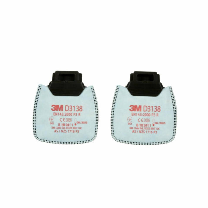 3M 1.21.17.313.80 D3138 3M™ Secure Click™ Filtre à particules vapeurs organiques/gaz acides et ozone jusqu'à 10x la VLEP, P3 R 40 paires.