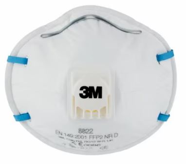 3M 1.21.15.882.20 8822 Masque anti-poussière avec soupape d'expiration FPP2 / V NR D 10 pièces