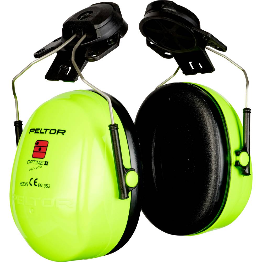 3M 6.21.25.360.00 Casque auditif Peltor II Hi-Viz monté sur le casque