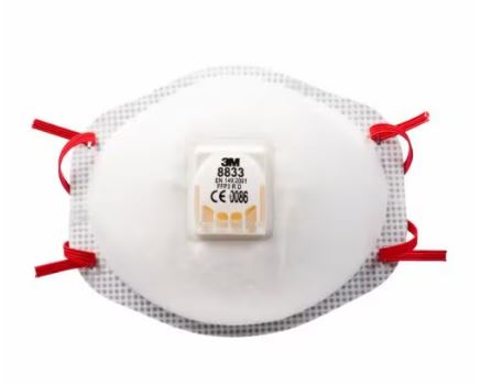 3M 1.21.15.883.30 8833 Masque anti-poussière avec soupape d'expiration FPP3 10 pièces