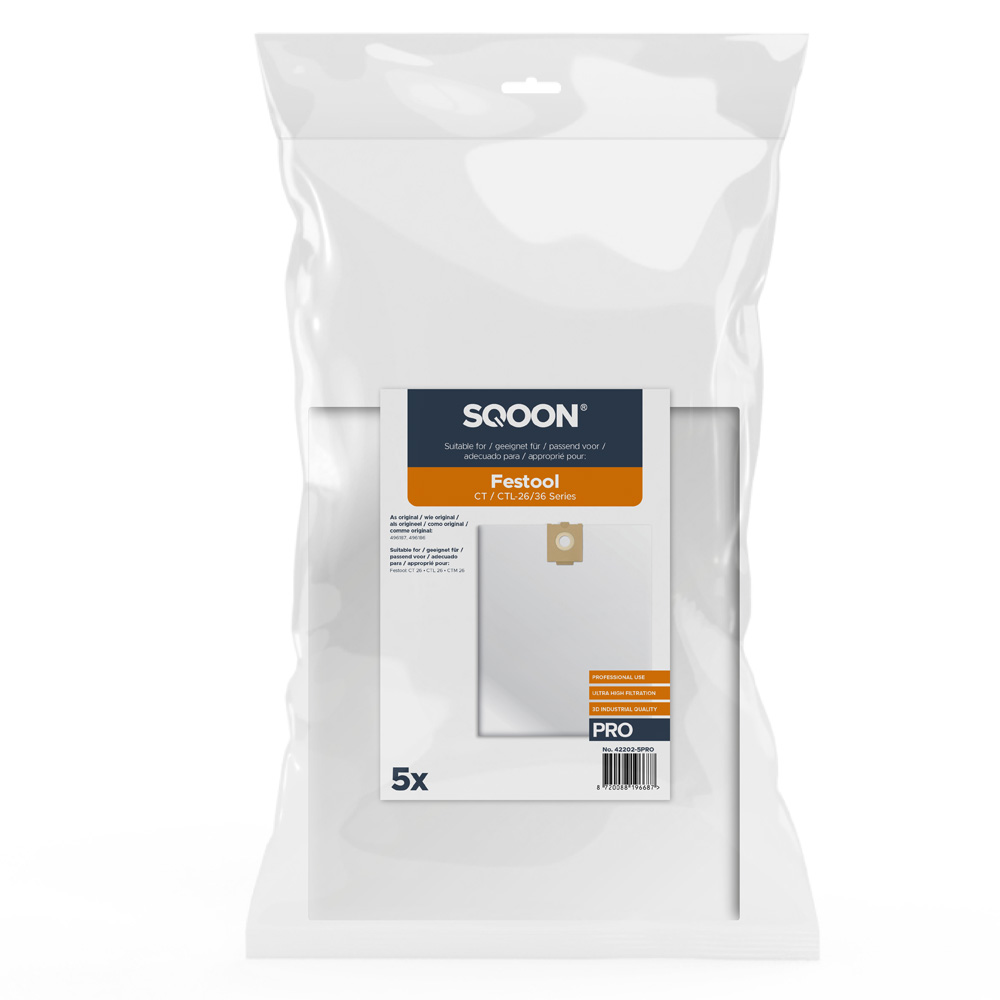 SQOON 42202-5PRO Sac à poussière Festool CTL-26/36 HF PRO 5 pièces