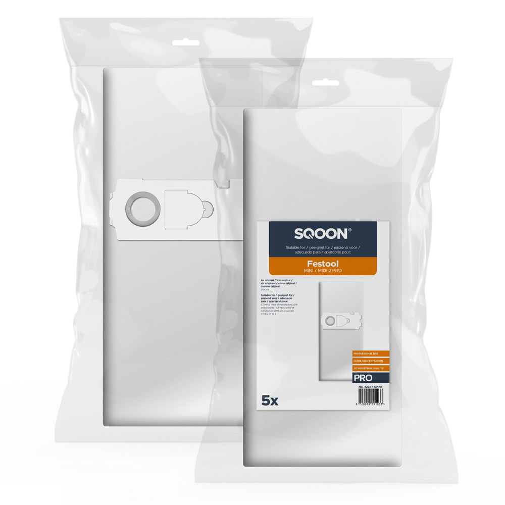 SQOON 42277-5PRO Sac à poussière Festool MINI / MIDI 2 PRO 5 pièces