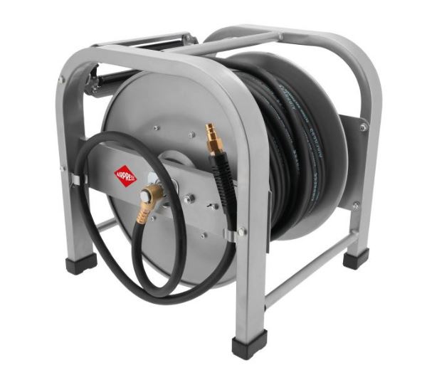 Airpress 46508 Enrouleur de tuyau d''air modèle au sol auto-enroulant Filetage extérieur 1/4" 10 x 14 mm 30 m 20 bar