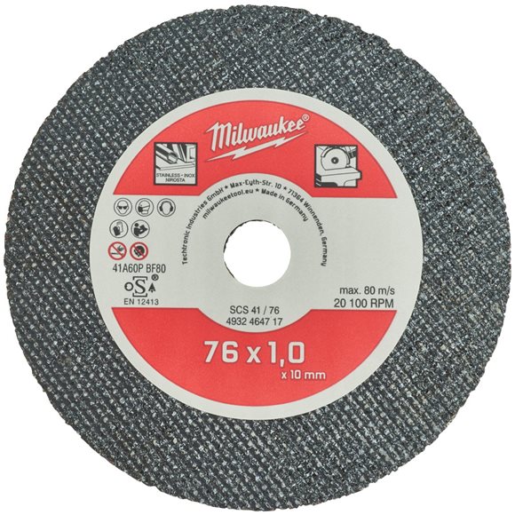Milwaukee Accessoires 4932464717 Disque à tronçonner 76 x 10 mm pour métal 5 pièces
