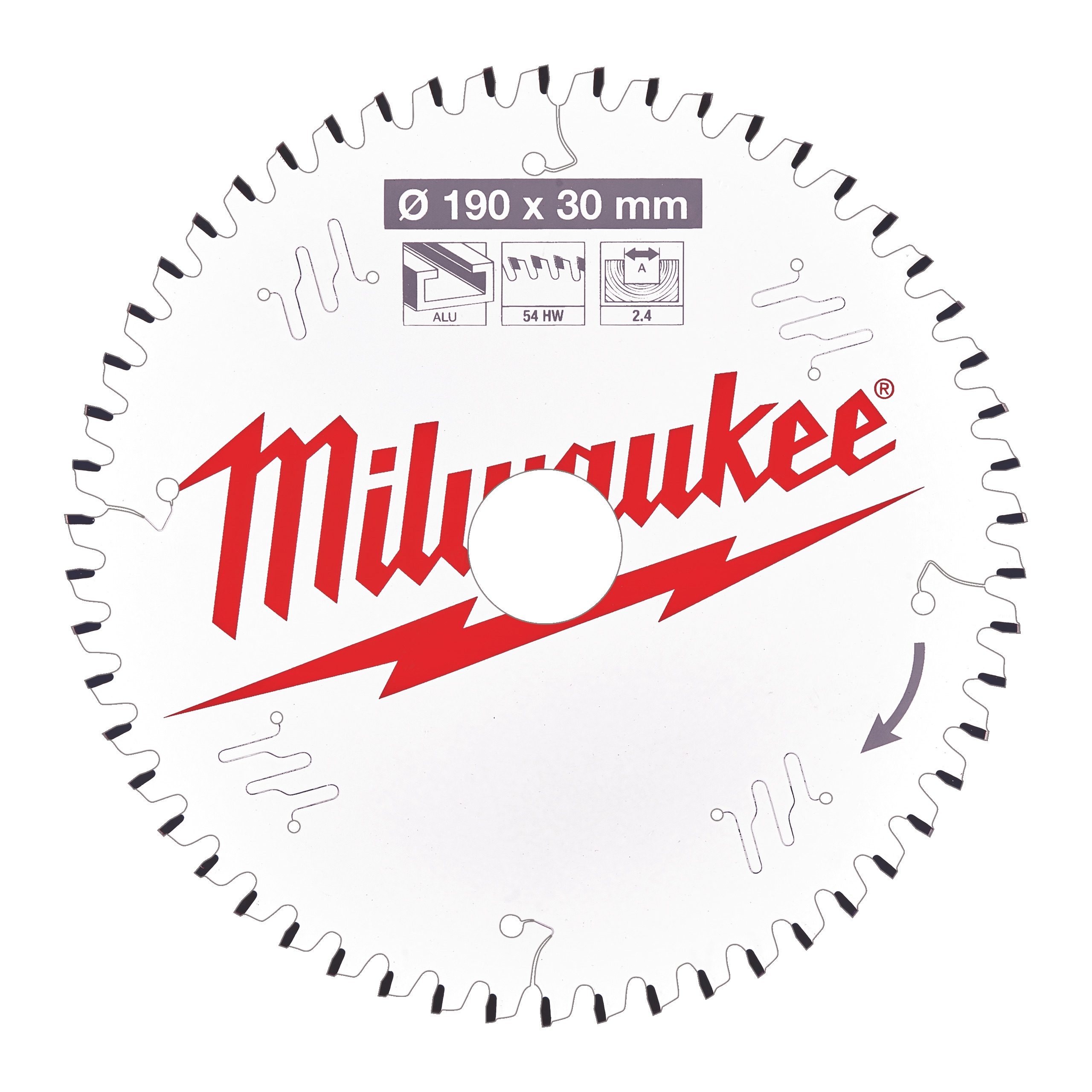 Milwaukee Accessoires 4932471303 Lame de scie circulaire P Alu190x30x2,4x54TF neg.