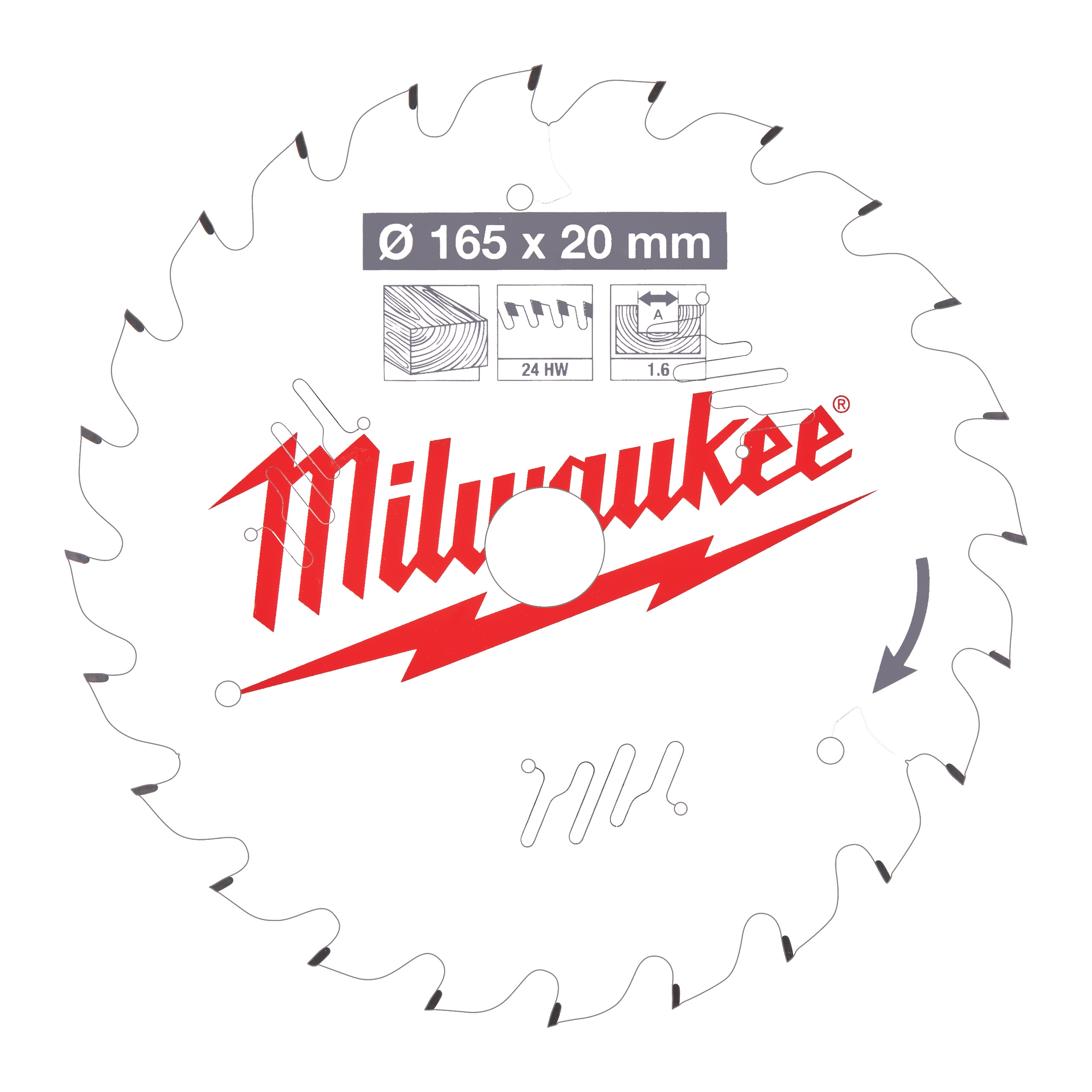 Milwaukee Accessoires 4932471931 Lame de scie circulaire P W 165x20x1.6x24ATB