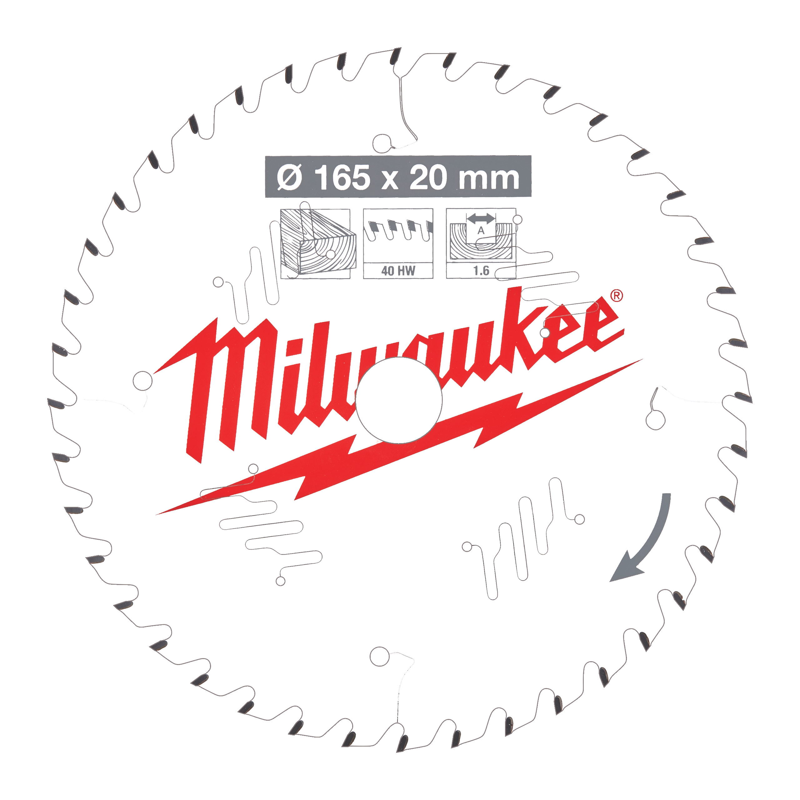 Milwaukee Accessoires 4932471932 Lame de scie circulaire P W 165x20x1.6x40ATB
