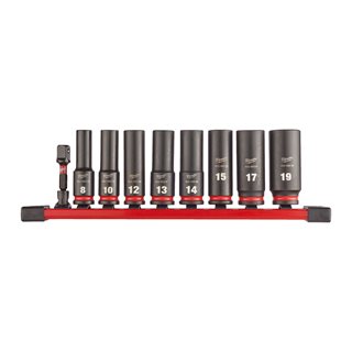 Milwaukee Accessoires 4932480455 Milwaukee  ⅜ SHOCKWAVE™ IMPACT DUTY Socket Wrench Set Long 9-piece