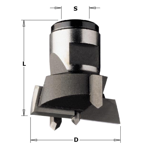 CMT 501.200.12 Mèche à façonner pour charnière avec raccord fileté femelle, 20mm - tige M12x1 - Gauche