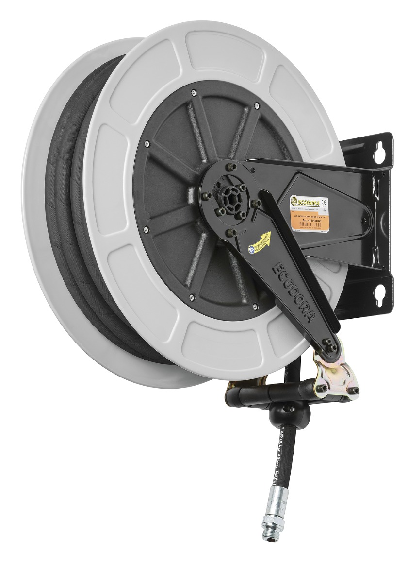 Ecodora 567000116 Enrouleur mural 25M (Air/Eau 70°C) - 20 Bar - Tuyau 1/2