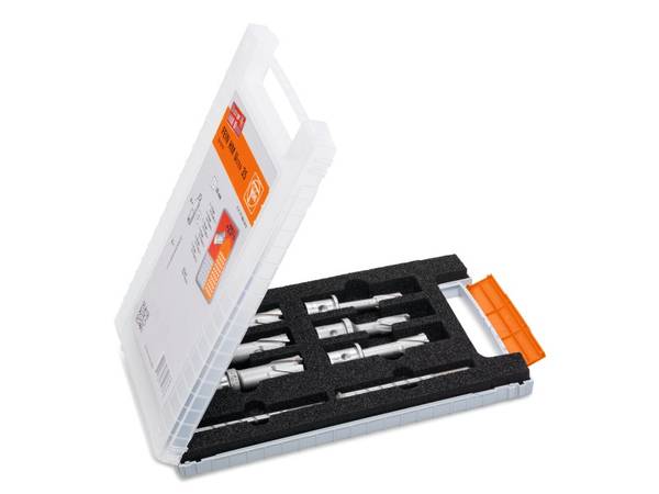 Fein Accessoires 63127714020 Jeu de carottage 12/14/16/18/20/22 x 35 mm + 2 x goupille de centrage 8 pièces 3/4 Weldon