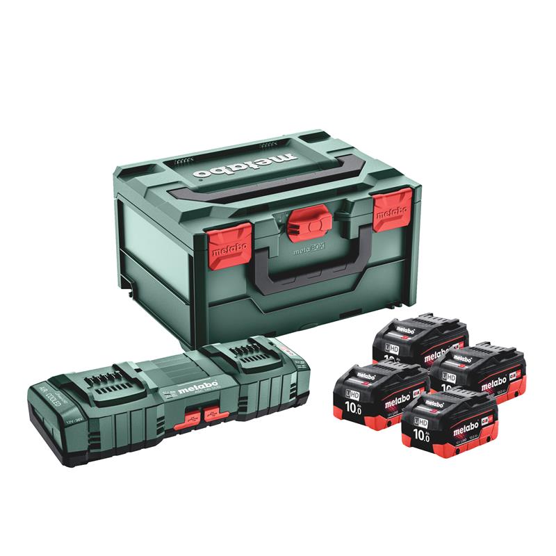 Metabo Accessoires 685143000 Batterie 4 x 18V LiHD 10.0Ah + Chargeur ASC 145 DUO dans MetaBox