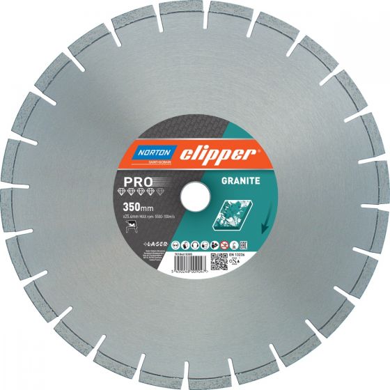 Norton Clipper 70184610386 Lame de scie diamantée Pro Granite 400 x 25,4 mm