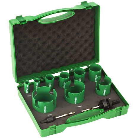HIKOKI Accessoires 754252 Jeu de scies à trous pour électriciens, au carbure, 11 pièces