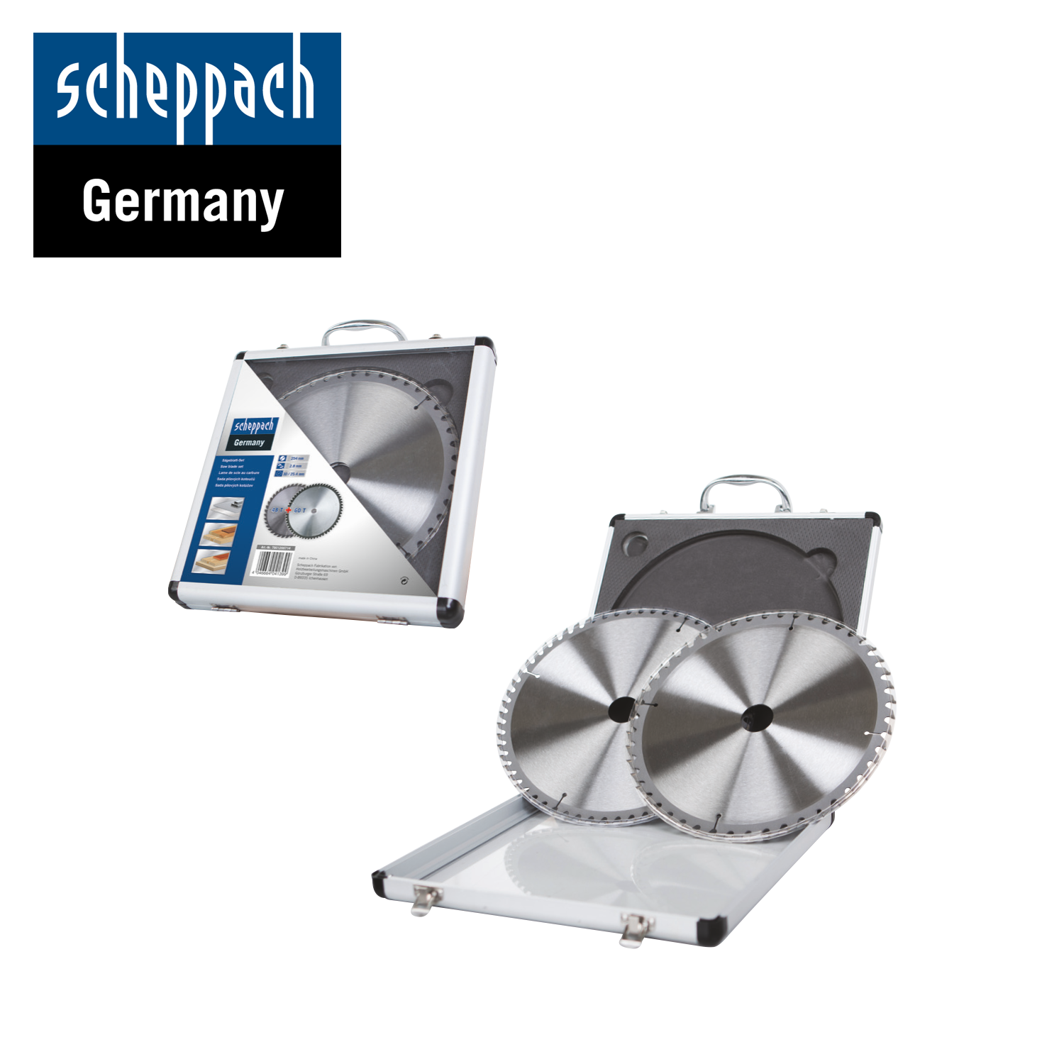 Scheppach 7901200714 Jeu de lames de scie HM en 2 parties 254 x 30/25,4 x 2,8mm 48T et 60T
