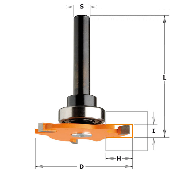 CMT 923.340.11A 4 mm Fraise circulaire à rainurer avec roulement + Broche sans écrou de blocage - Tige 8 mm