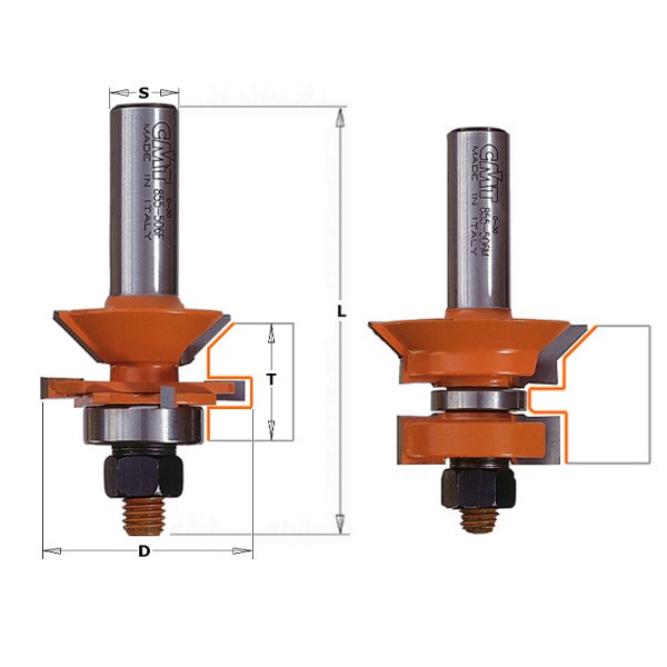 CMT 955.506.11 Jeu pour assemblage à rainure et languette avec une rainure en V - tige 12 mm