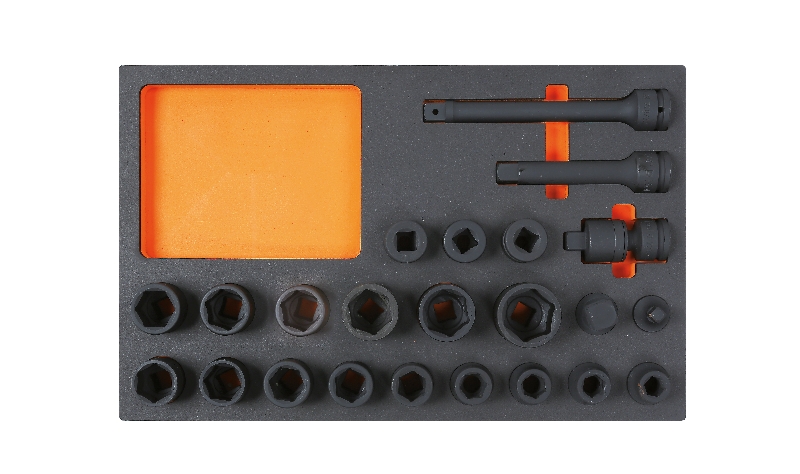 Beta 024500127 Plateau d''insertion souple comprenant un jeu de douilles 3/4" - 23 pièces