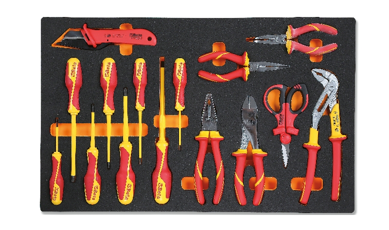 Beta 024500161 Boîte d''insertion souple + assortiment d''outils isolés 1000 V - 15 pièces